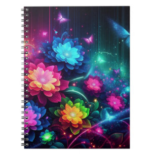 Cuaderno Flores de neón/mariposas brillantes y coloridas