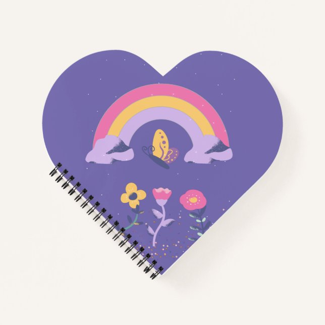 Cuaderno Flores de nubes de mariposa arco iris (Anverso)
