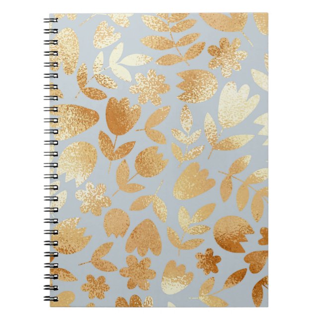 Cuaderno Flores de oro, fondo azul, imitación de Relieve me (Frente)