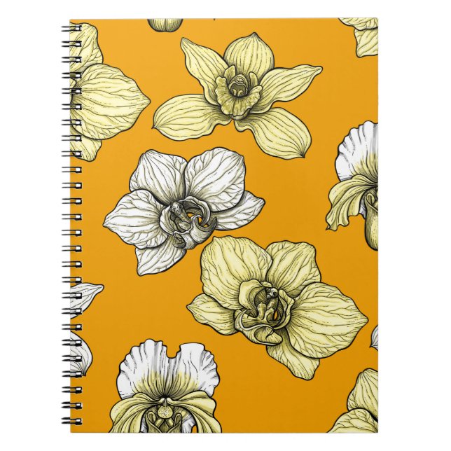 Cuaderno Flores de orquídea amarilla y blanca (Frente)