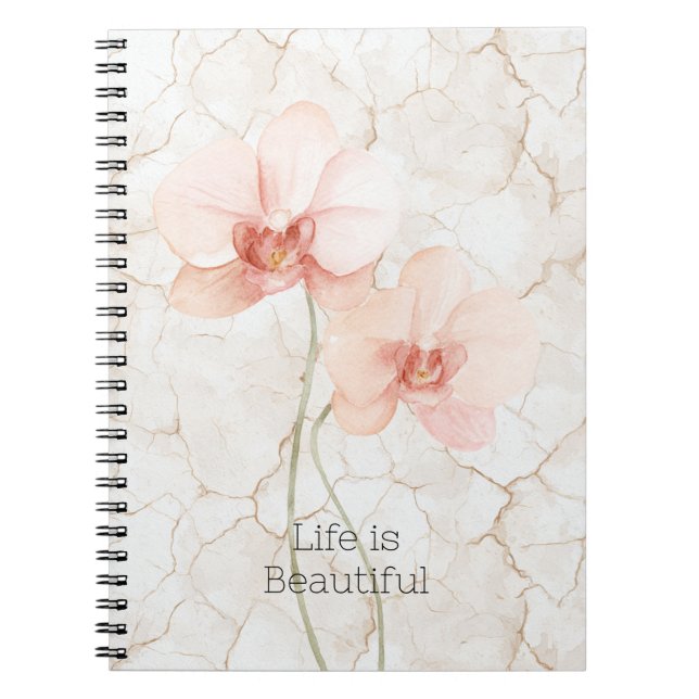 Cuaderno Flores de orquídea rosadas con rubor tropical (Frente)