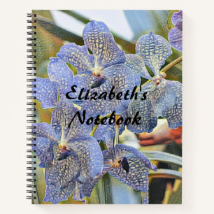 Cuaderno Flores de orquídeas de color lavanda azul