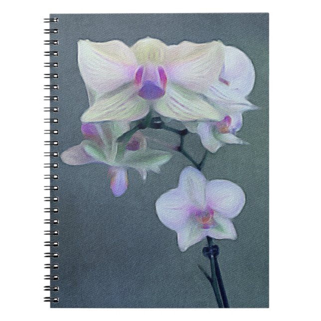 Cuaderno Flores de orquídeas moradas y blancas (Frente)