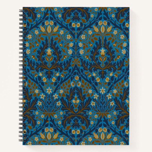 Cuaderno Flores de Otoño Azules y Turquesa de William Morri (Anverso)
