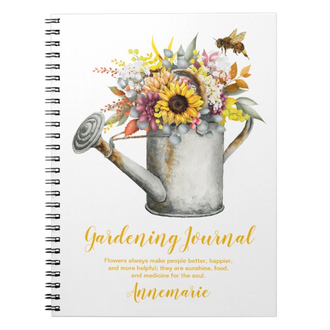 Cuaderno Flores de Otoño Regadera Rústica Diario de Jardine (Frente)