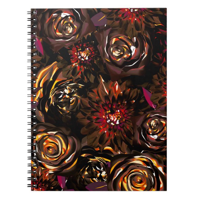 Cuaderno Flores de otoño resplandor jardín oscuro  (Frente)