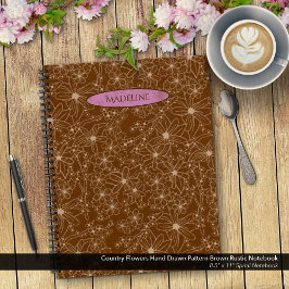 Cuaderno Flores de país patrón dibujado a mano Rústico marr