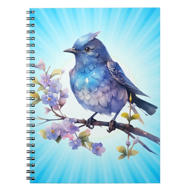 Cuaderno Flores de pájaro hada Clipart de acuarela-73611 (Frente)