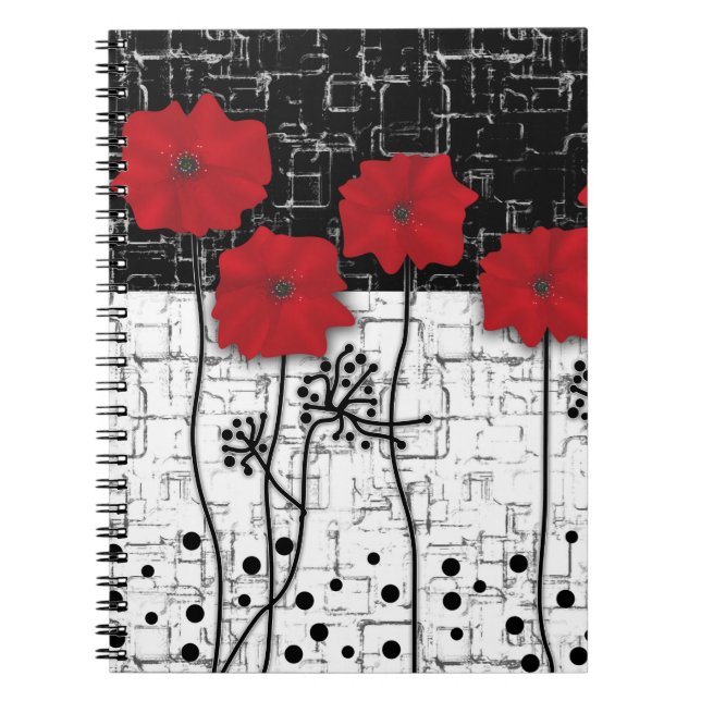Cuaderno Flores de papel, flores rojas (Frente)
