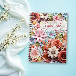 Cuaderno Flores de papel personalizadas con espiral