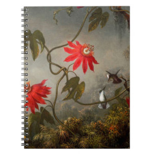 Cuaderno Flores de pasión con cabeza de Hummingbirds