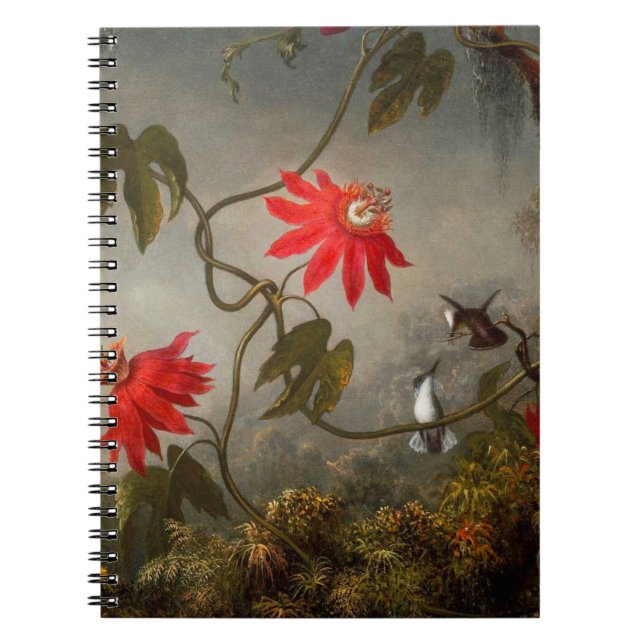 Cuaderno Flores de pasión con cabeza de Hummingbirds (Frente)