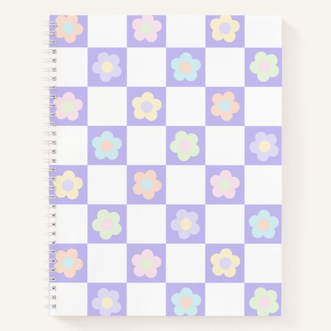 Cuaderno Flores de Pastel Moradas Lindas Cuadriculadas (Anverso)