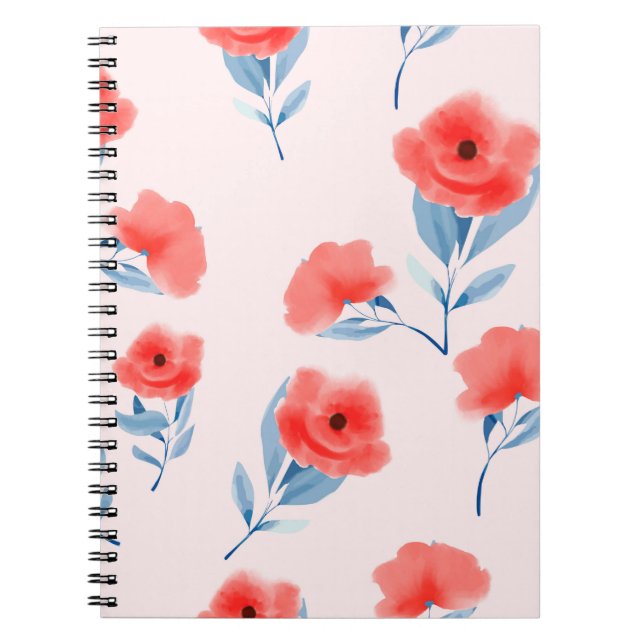 Cuaderno Flores de peón rojo sin inconvenientes (Frente)