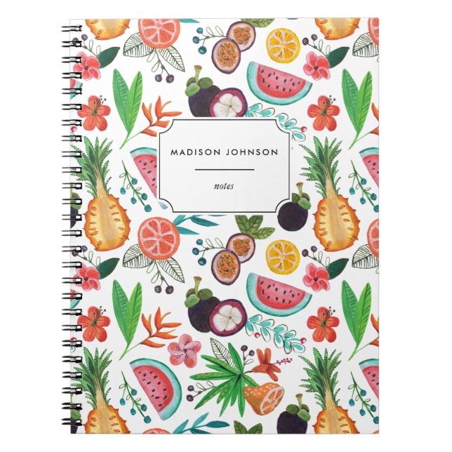 Cuaderno Flores de piña de fruta tropical | Portátil fotogr (Frente)