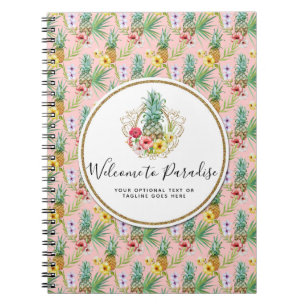 Cuaderno Flores de Piña e Hibisco Acuarela Tropical