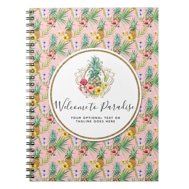 Cuaderno Flores de Piña e Hibisco Acuarela Tropical (Frente)