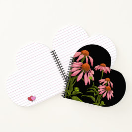 Cuaderno flores de pino coloridas sobre fondo negro