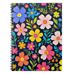 Cuaderno Flores de pintura digital floral Patrón-38875