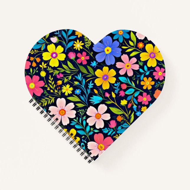 Cuaderno Flores de pintura digital floral Patrón-38875 (Anverso)