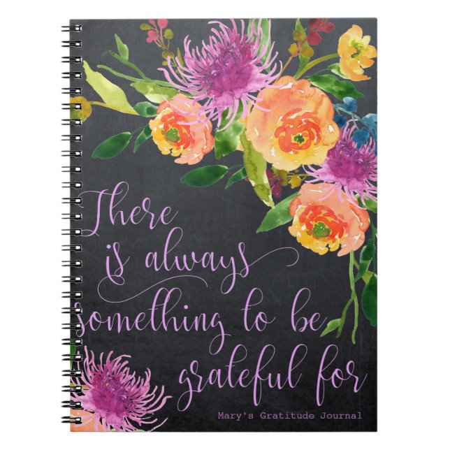 Cuaderno flores de pizarra diario de gratitud (Frente)