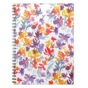 Cuaderno Flores de pradera de verano de color acuático patr