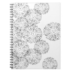 Cuaderno Flores de primavera abstractas en blanco y negro