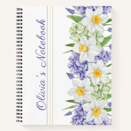 Cuaderno Flores de primavera acuarela amarillo violeta verd