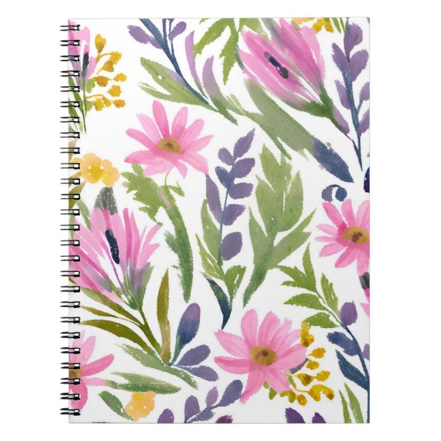 Cuaderno Flores de Primavera | Acuarela Floral Pastel Preci (Frente)