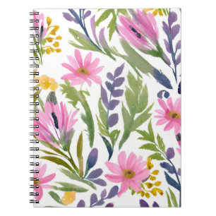 Cuaderno Flores de primavera   Bonito Pastel Floral Acuarel