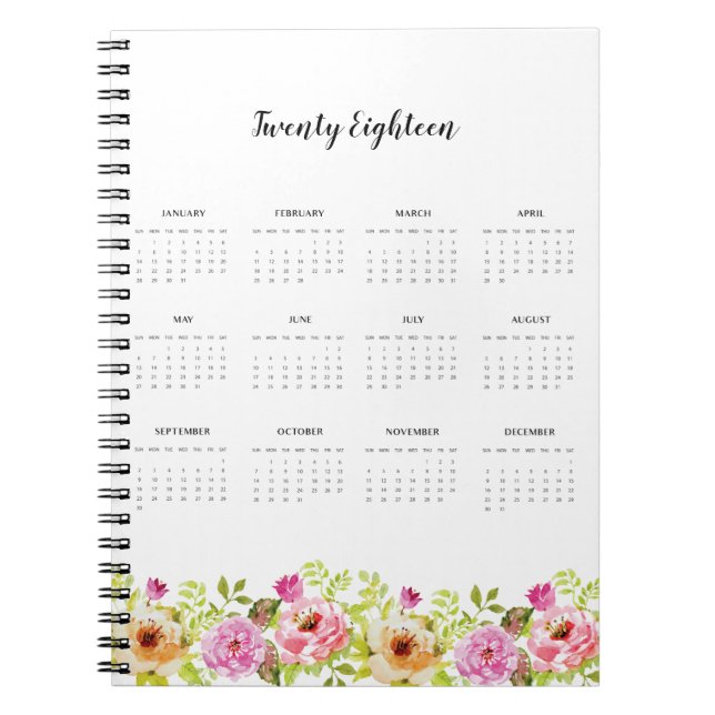 Cuaderno Flores de primavera del calendario 2018 (Frente)