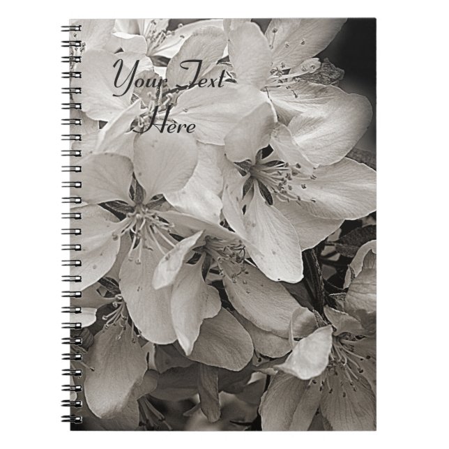 Cuaderno Flores De Primavera Florecen En Blanco Y Negro (Frente)