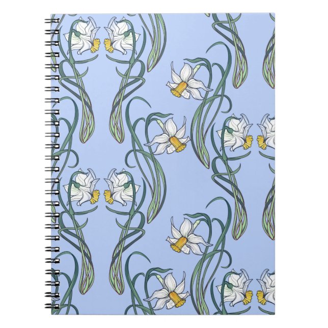 Cuaderno Flores de primavera. Flores de Daffodil entrelazad (Frente)