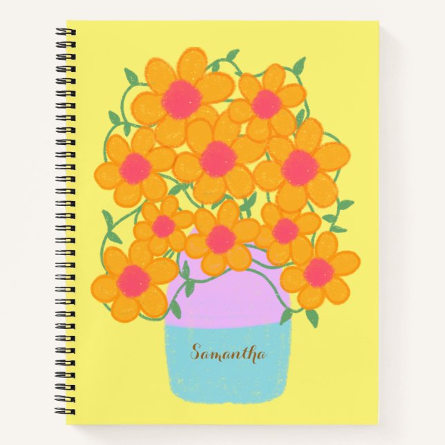Cuaderno Flores De Primavera naranja Y Rosa (Anverso)