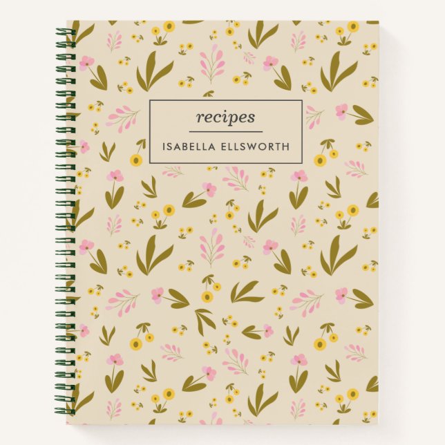 Cuaderno Flores de primavera receta de Personalizado floral (Anverso)