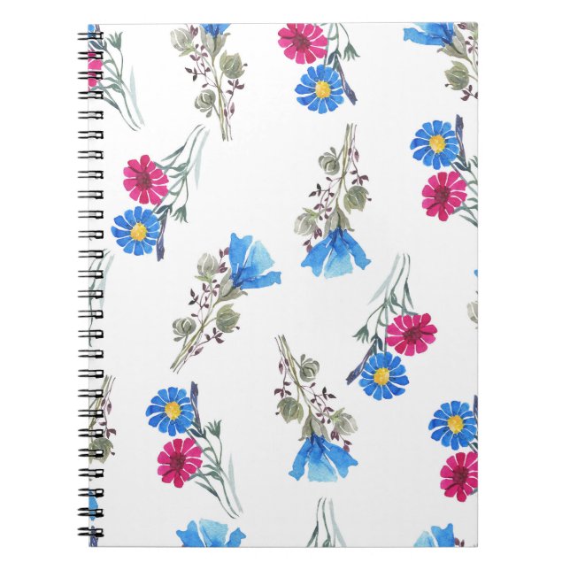 Cuaderno Flores de primavera rosada acuarela Botánica (Frente)