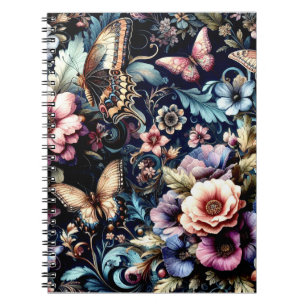 Cuaderno Flores de primavera y mariposas antiguas