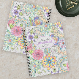 Cuaderno Flores de primavera y vegetación vibrantes dibujad