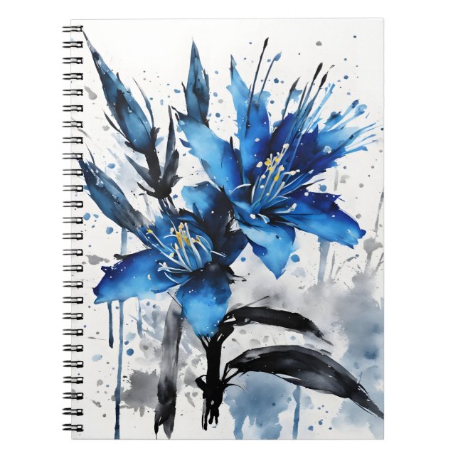 Cuaderno Flores de Puya Azul - Flores en acuarela (Frente)