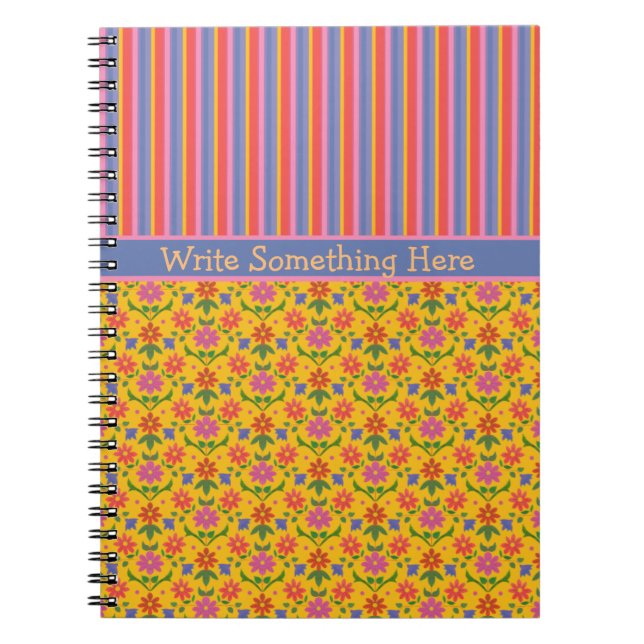 Cuaderno Flores de rangoli, bloc de notas a rayas para pers (Frente)