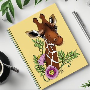 Cuaderno Flores de retrato amarillo de jirafa