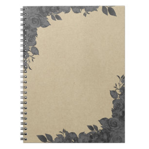 Cuaderno Flores de Rosas Negras Oscuras Vintage Kraft Glam 