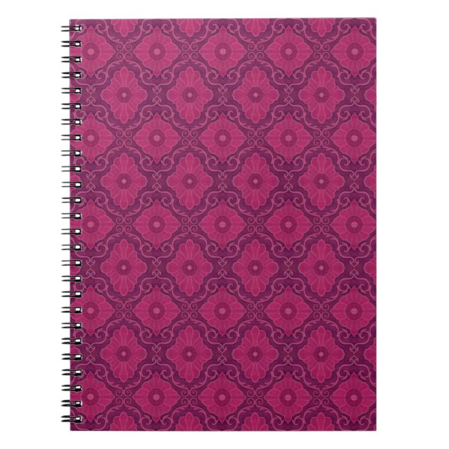 Cuaderno "Flores de rubí" estampado arabesco floral (Frente)
