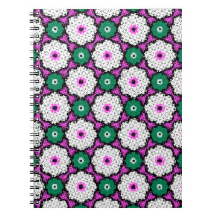 Cuaderno Flores de semitono coloridas - rosa y verde