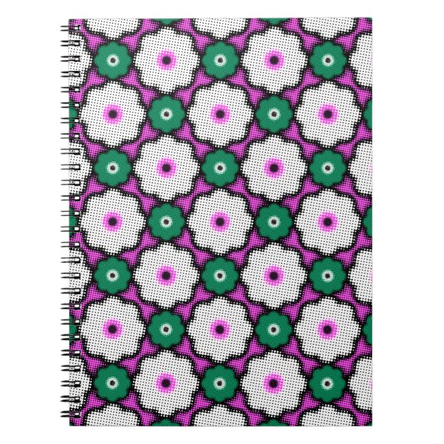 Cuaderno Flores de semitono coloridas - rosa y verde (Frente)