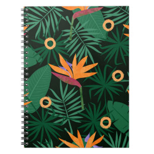 Cuaderno Flores de Strelitzia: fondo de vintage tropical