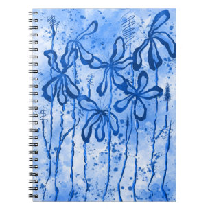Cuaderno Flores De Tinta Abstracta Alilies Azules