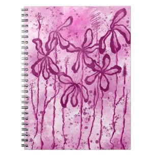 Cuaderno Flores De Tinta Abstracta Lilis Rosa