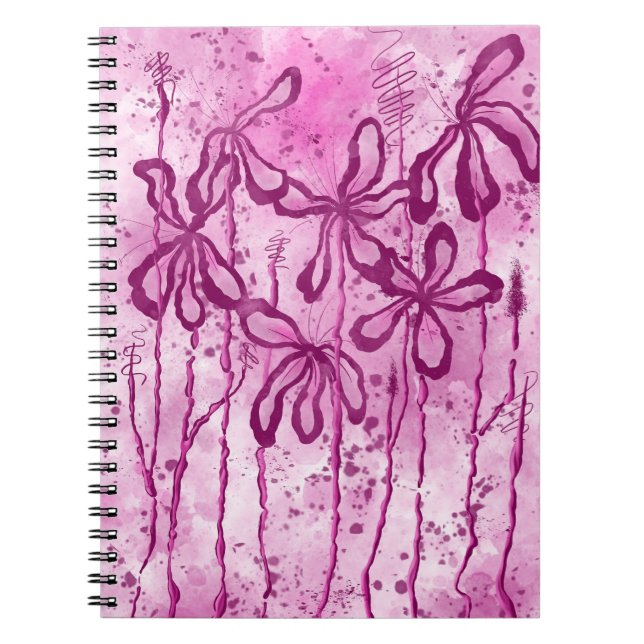 Cuaderno Flores De Tinta Abstracta Lilis Rosa (Frente)