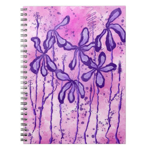 Cuaderno Flores De Tinta Abstracta Pink Purple Lilis
